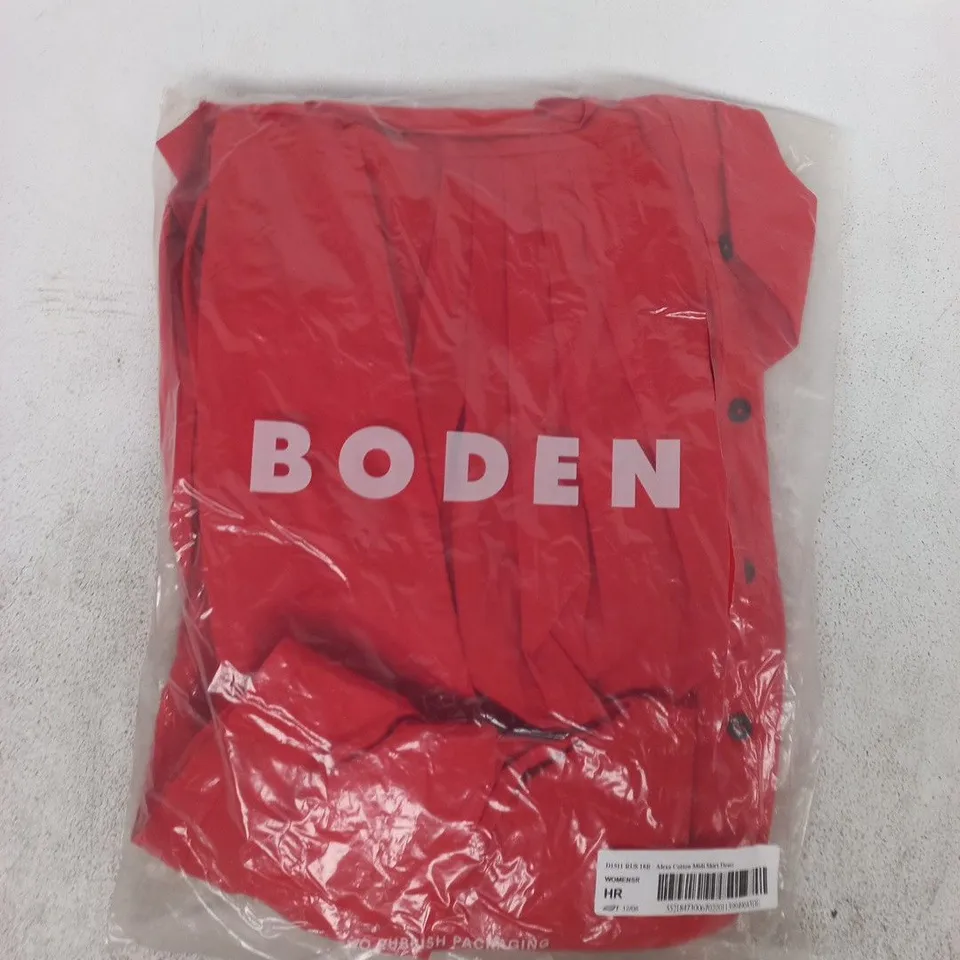 BAGGED BODEN ALEXA COTTON MIDI SHIRT DRESS IN RED SIZE 16R
