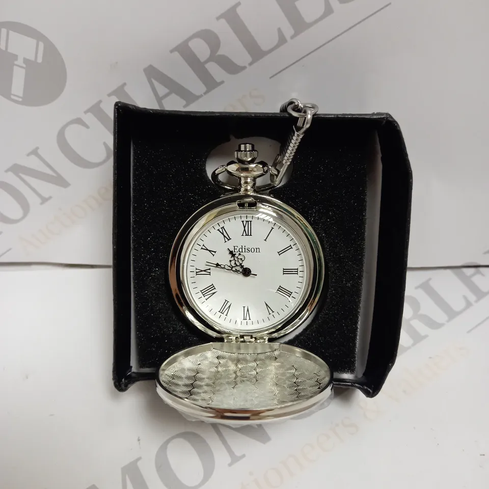 MENS EDISON POCKET WATCH WITH CHAIN. 