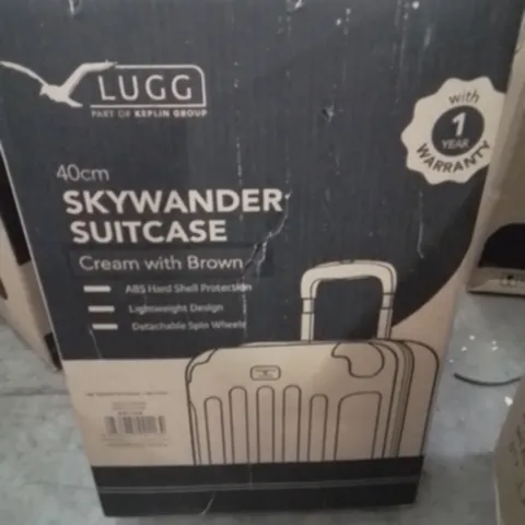BOXED LUGG 40CM SKYWANDER SUITCASE CREAM WITH BROWN 