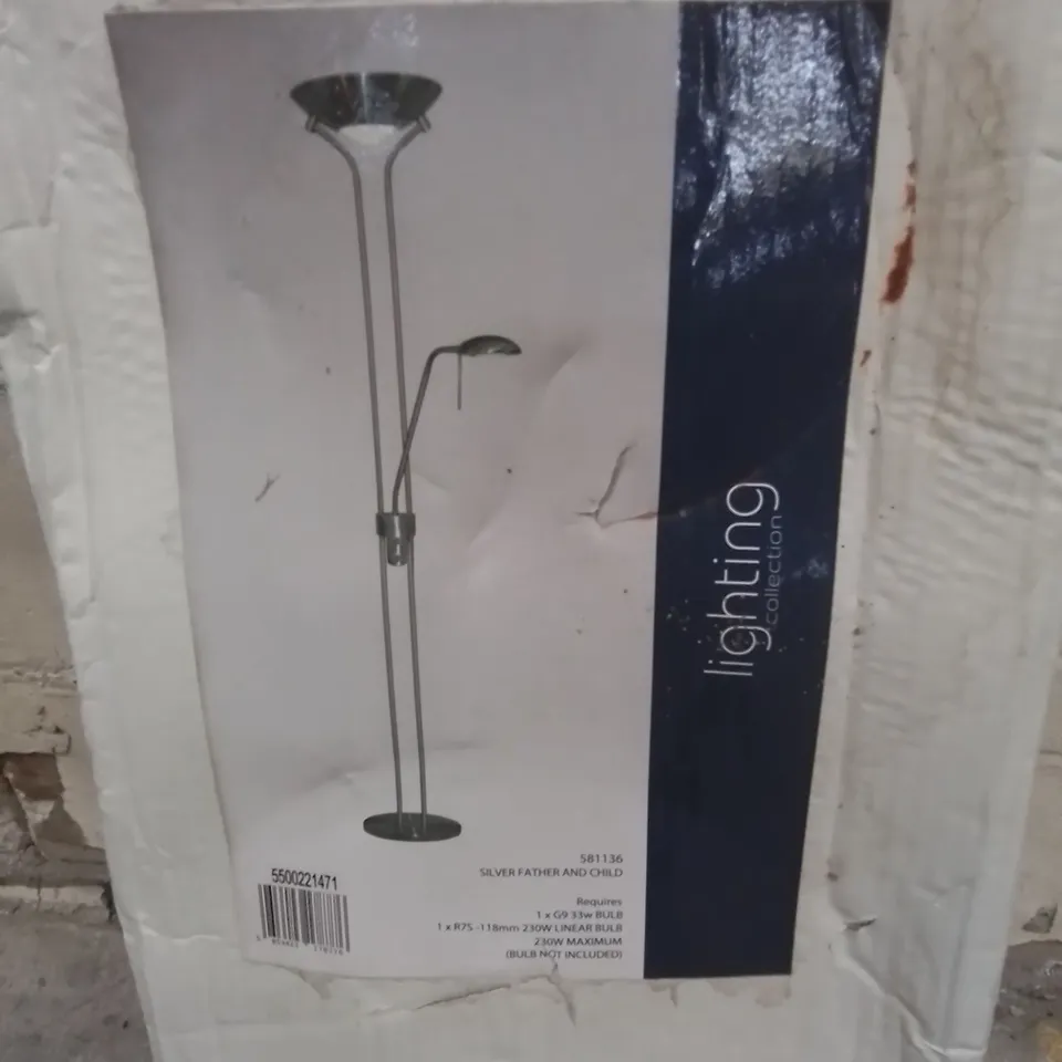 BOXED 581136 SILVER FATHER AND CHILD FREESTANDING LIGHT 