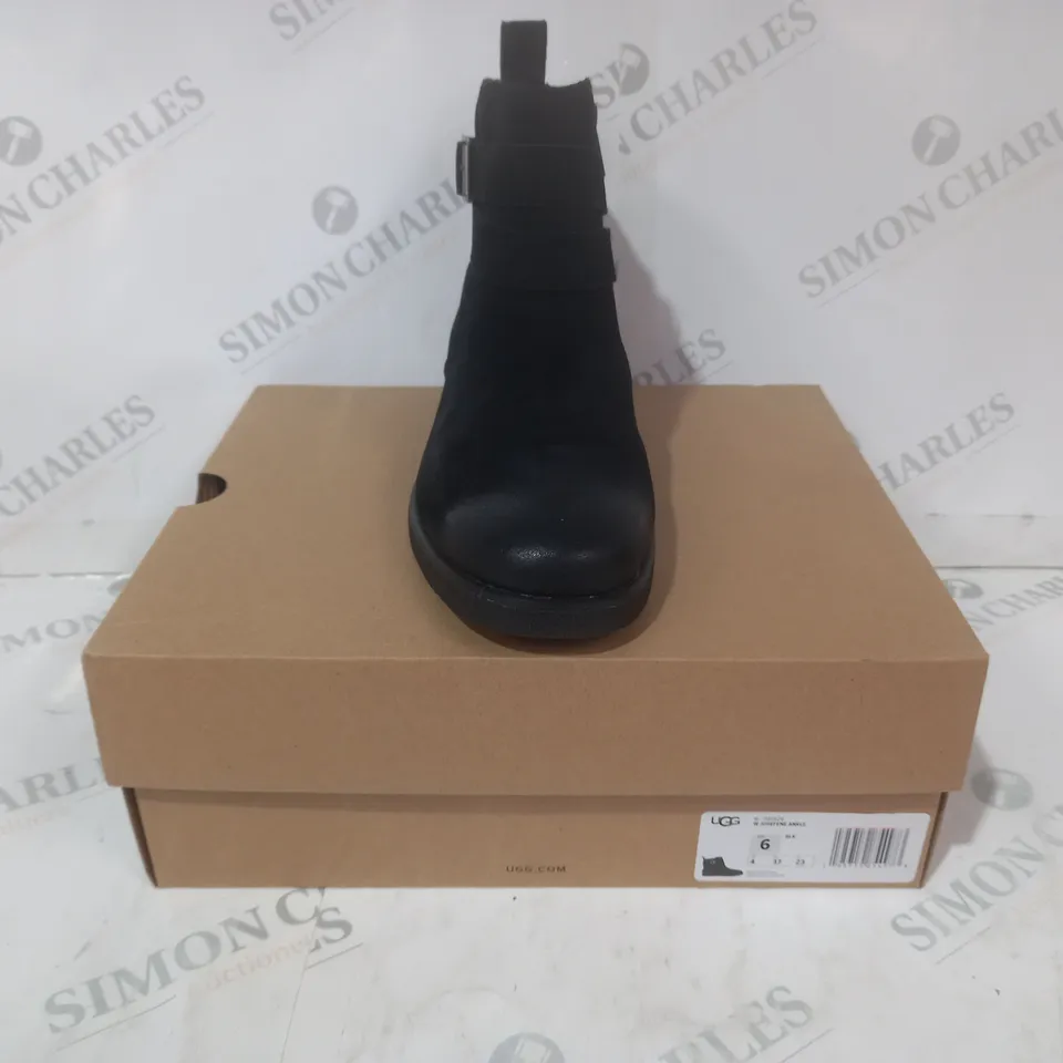 BOXED PAIR OF UGG JOSEFENE ANKLE BOOTS IN BLACK UK SIZE 4