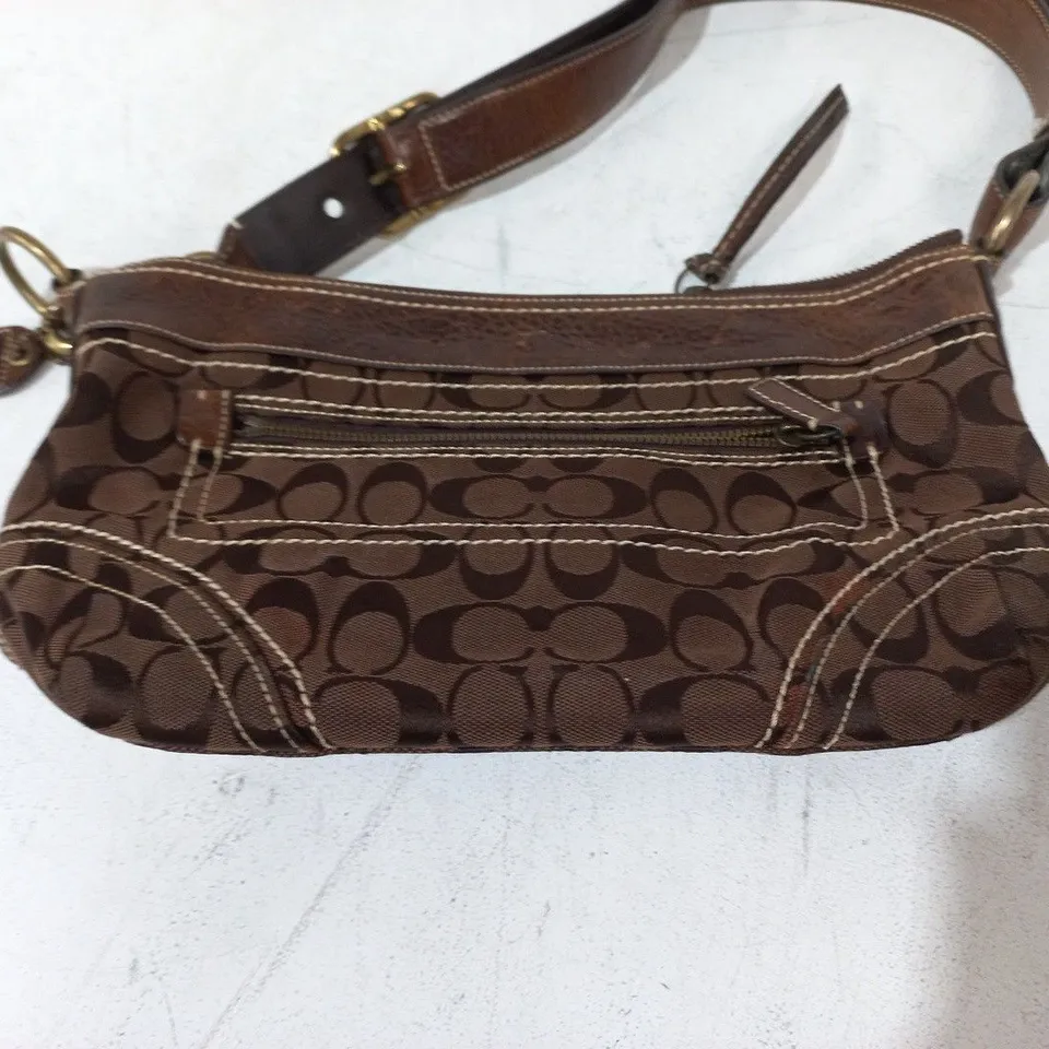 COACH BROWN HANDBAG WITH LEATHER EFFECT TRIM