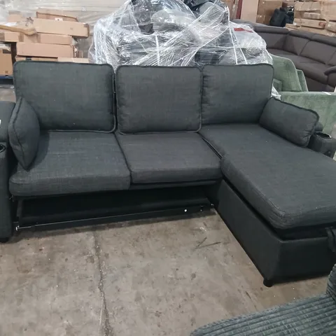 DESIGNER GREY FABRIC L SHAPED SOFA WITH PULL OUT BED