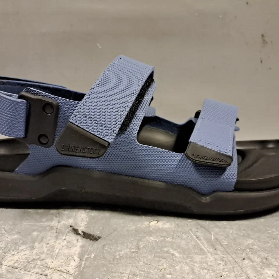 BOXED PAIR OF BIRKENSTOCK TATACOA SANDALS IN BLUE/BLACK UK SIZE 9.5