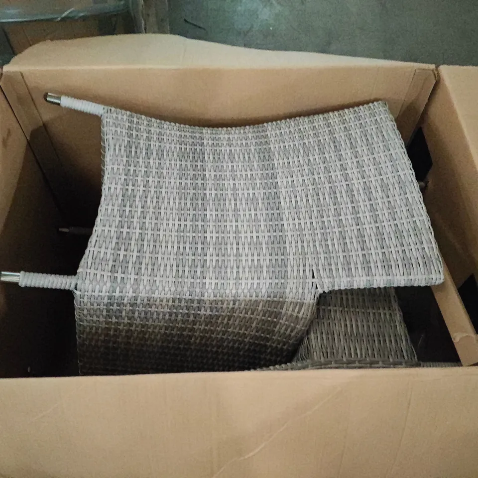 PAIR OF GREY RATTAN EFFECT OUTDOOR CHAIRS WITH SEAT PADS - 1 BOX