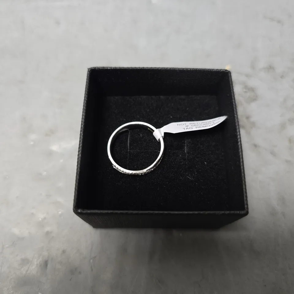 THE LOVE COLLECTION 9CT WHITE GOLD BAND WITH 0.1CT DIAMOND DETAIL RING - SIZE UNSPECIFIED 