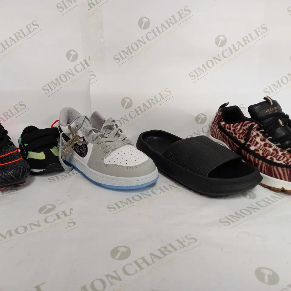 BOX OF APPROX 20 ASSORTED SHOES TO INCLUDE - TED BAKER KIDS TRAINER - NIKE AIR DIOR DUNKS - SKECHERS LOS ANGELES CAMO ECT