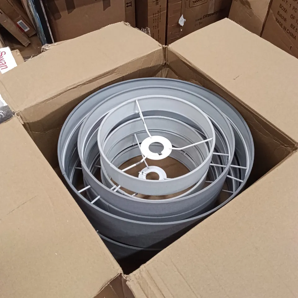 BOXED TIERED PENDANT LIGHT SHADE - GREY (1 BOX)