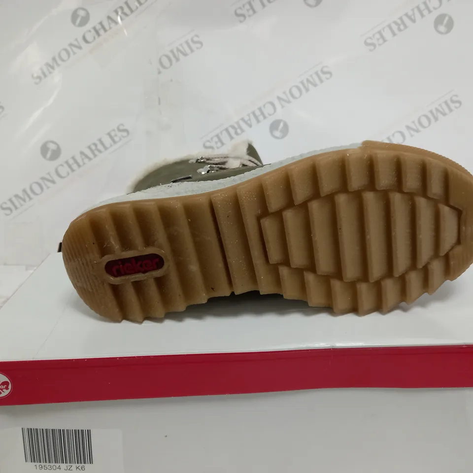 BOXED PAIR OF RIEKER ANTISTRESS HIKING BOOTS, KHAKI - SIZE 6