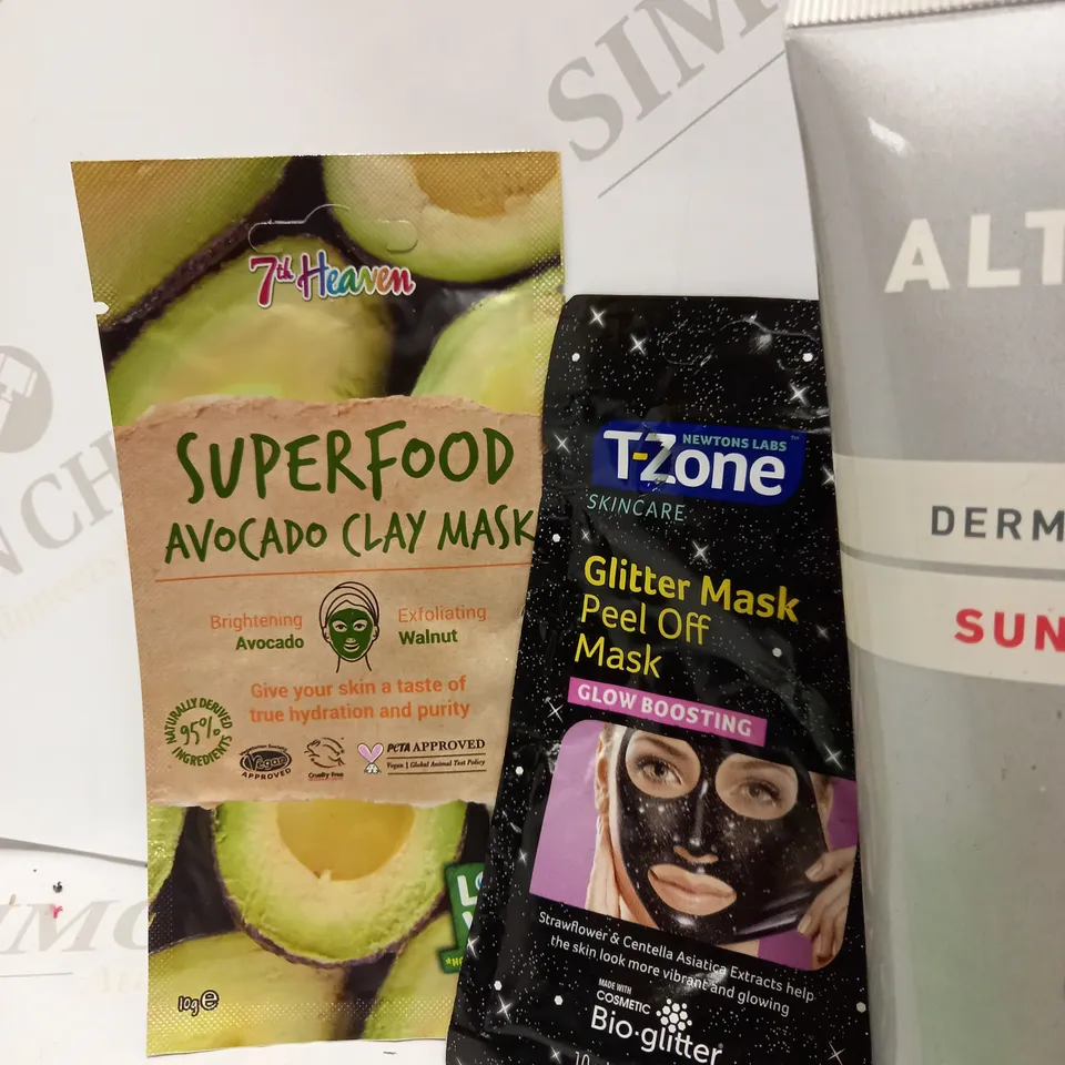 LOT OF APPROX 6 TO INCLUDE ACTIVATED CHARCOAL MOUTHWASH , SUNSCREEN , CUCUMBER INFUSED SHEET MASK , ETC
