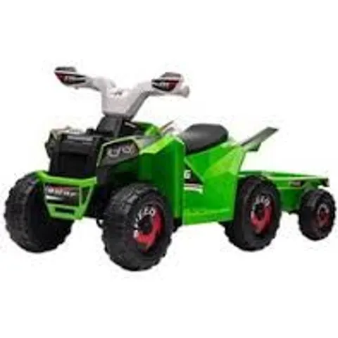 BOXED HOMCOM 6V QUAD BIKE WITH BACK TRAILER - GREEN (1 BOX)