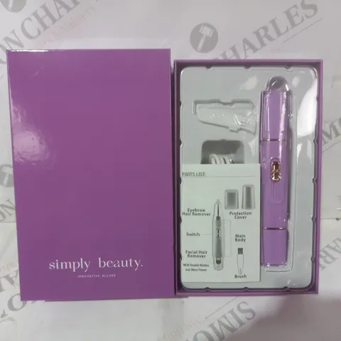 BOXED BEAUTY 2 IN 1 SUPER SMOOTH FACE & BROWS HAIR REMOVER, PURPLE