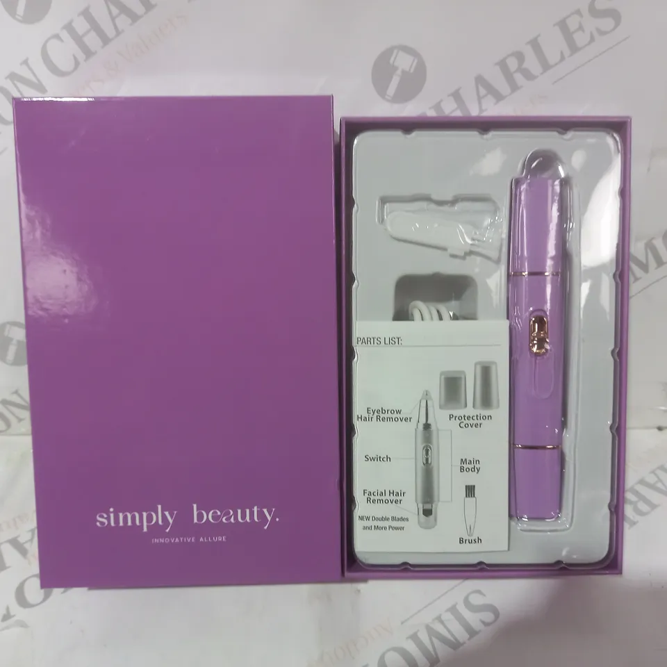 BOXED BEAUTY 2 IN 1 SUPER SMOOTH FACE & BROWS HAIR REMOVER, PURPLE