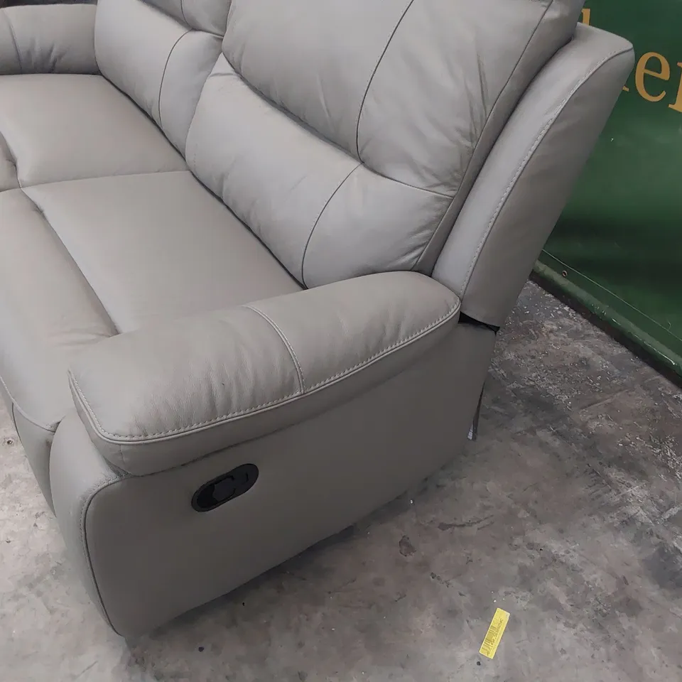 DESIGNER SIENNA MANUAL RECLINING THREE SEATER SOFA GREY LEATHER 