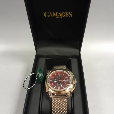 GAMAGES PERCEPTION ROSE RED DIAL WATCH