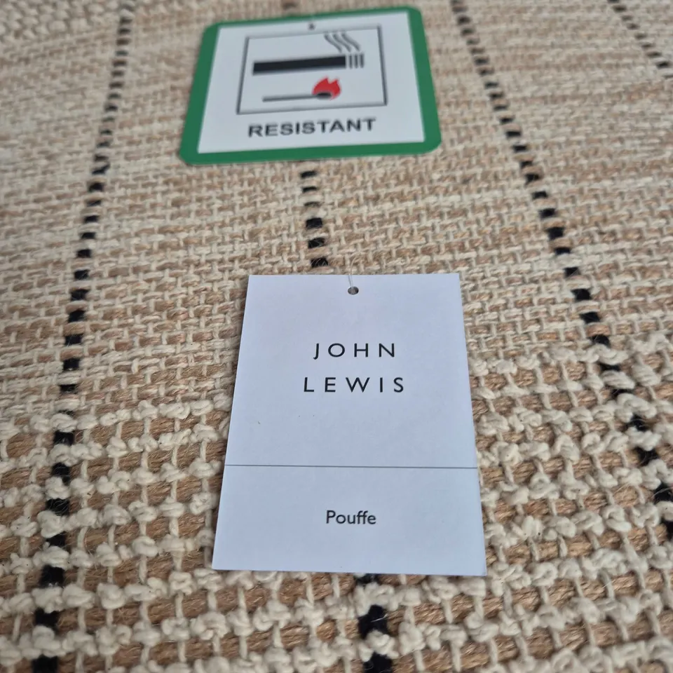 JOHN LEWIS POUFFE – BEIGE WOVEN FABRIC FOOTSTOOL