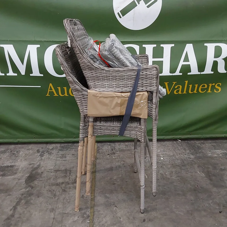 PAIR OF PORTO PATIO BAR STOOLS IN GREY