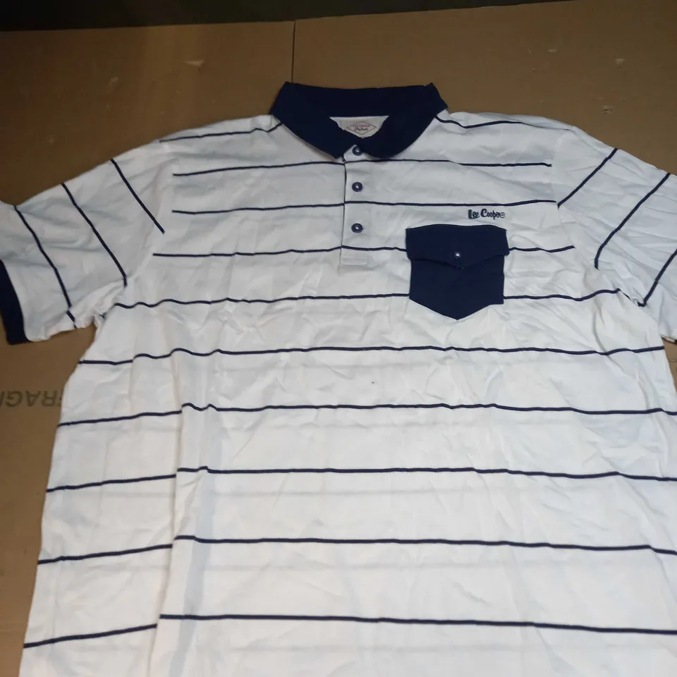 MENS LEE COOPER STRIPE POLO SHIRT SIZE L