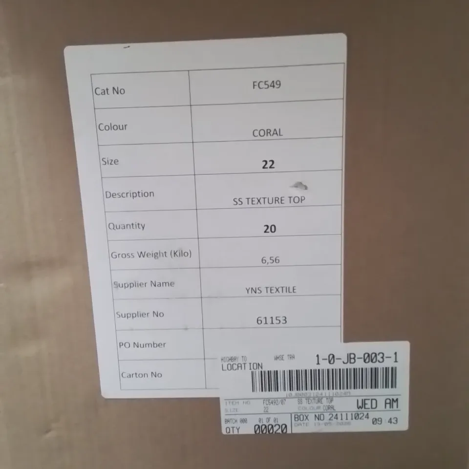 BOXED BRAND NEW APPROXIMATELY 20 SIMPLY BE TEXTURE TOP CORAL SIZE 22