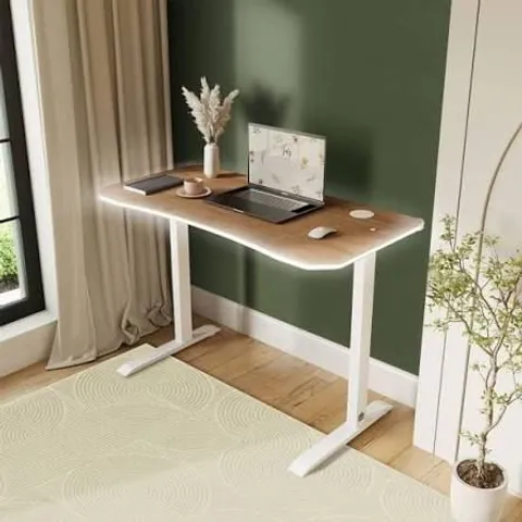 BOXED XR LIVING OKA 140cm OFFICE DESK WITH WIRELESS CHARGING AND APP CONTROLLED RGB LED LIGHTS - OAK (1 BOX)