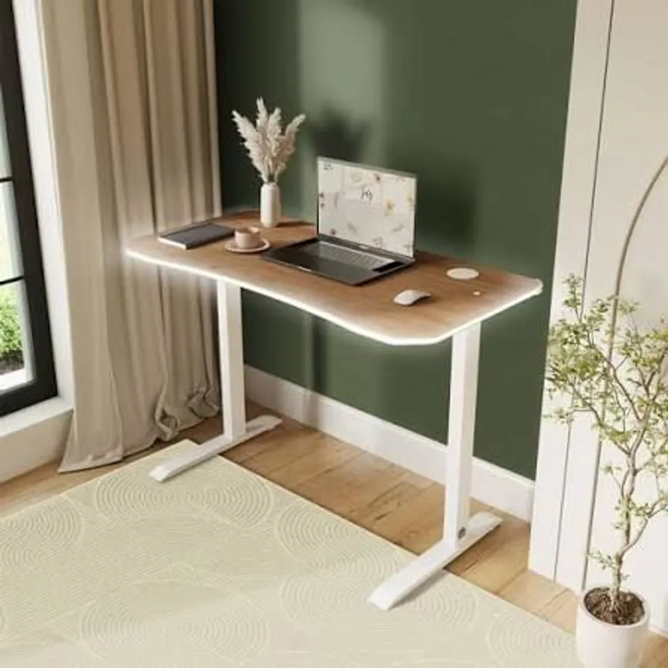 BOXED XR LIVING OKA 140cm OFFICE DESK WITH WIRELESS CHARGING AND APP CONTROLLED RGB LED LIGHTS - OAK (1 BOX)