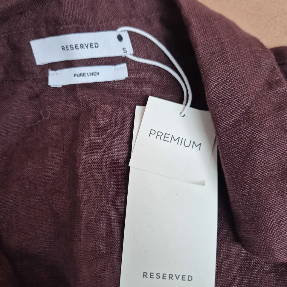 RESERVED PURE LINEN SHIRT – BURGUNDY – UK SIZE S – DESIGNED IN POLAND