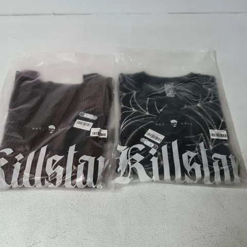 LOT OF APPROXIMATELY 32 BRAND NEW KILLSTAR CLOTHING ITEMS TO INCLUDE DARK ANGEL DOTTIE CARDIGAN AND EMPRESS KNIT TOP - VARIOU SISZES