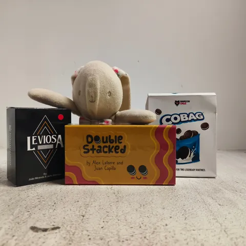 APPROXIMATELY 10 ASSORTED TOYS AND GAMES TO INCLUDE DOUBLE STACKED, LEVIOSA, ETC