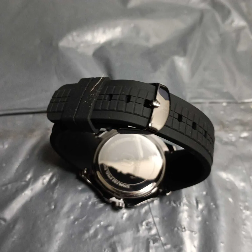 LOUIS LACOMBE WRISTWATCH – BLACK DIAL, RUBBER STRAP, BOXED