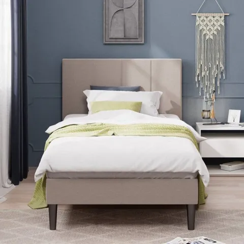 BOXED ARLEY UPHOLSTERED BEDFRAME WITH HEADBOARD AND SMART USB PORT