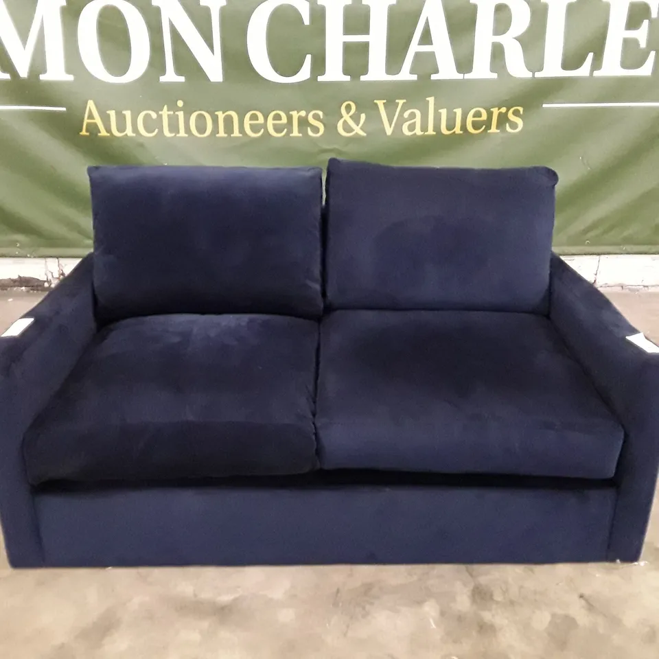 QUALITY DESIGNER FOXHAM 2 SEATER SOFA - SAPPHIRE FABRIC