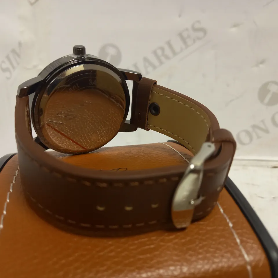 LA BANUS COFFEE COLOUR LEATHER STRAP WRISTWATCH  RRP £500