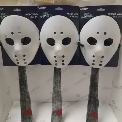 LOT OF 6 HALLOWEEN HOCKEY MASK & BAT SETS