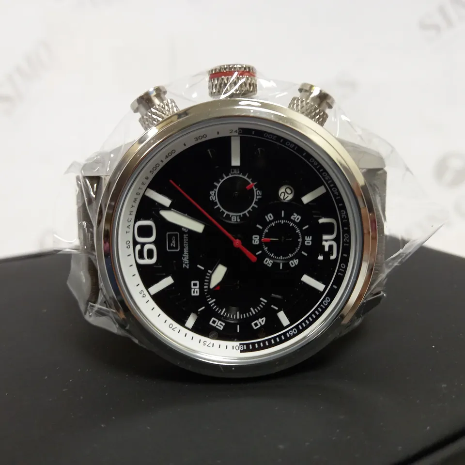ZIHLMANN & CO SPORTS CHRONOGRAPH STYLE LEATHER STRAP WATCH RRP £560