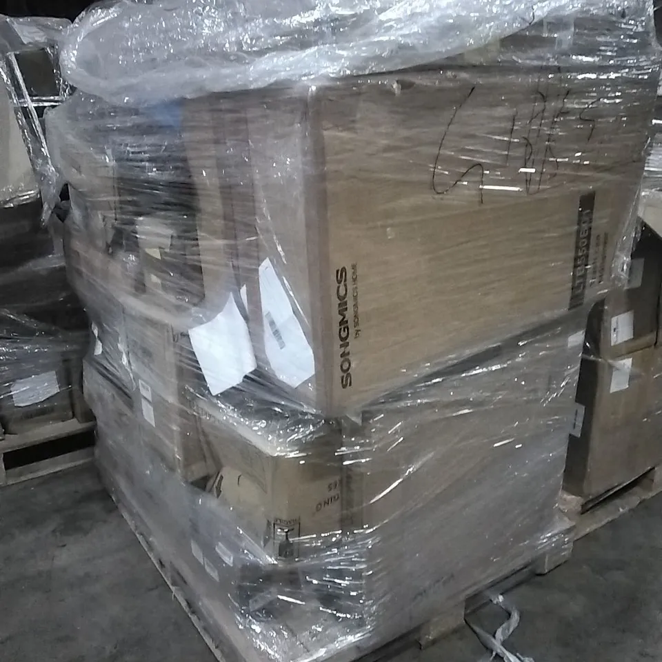 PALLET TO INCLUDE TRASH CAN,LED FLOOD LIGHTS,DOG CAGE,SINK CABINET AND OTHER ASSORTED ITEMS...