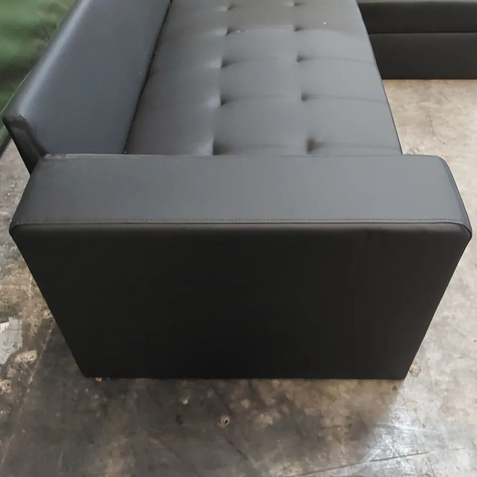 DESIGNER 2-PIECE BLACK LEATHER CHAISE SOFA BED 