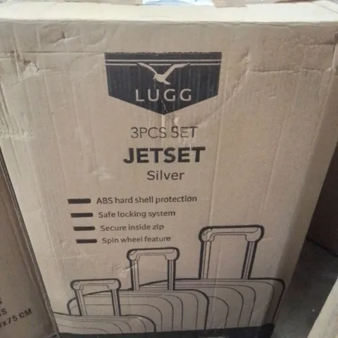 BOXED 3PCS SET JETSET HARD SHELL LUGGAGE SUITCASES IN SILVER