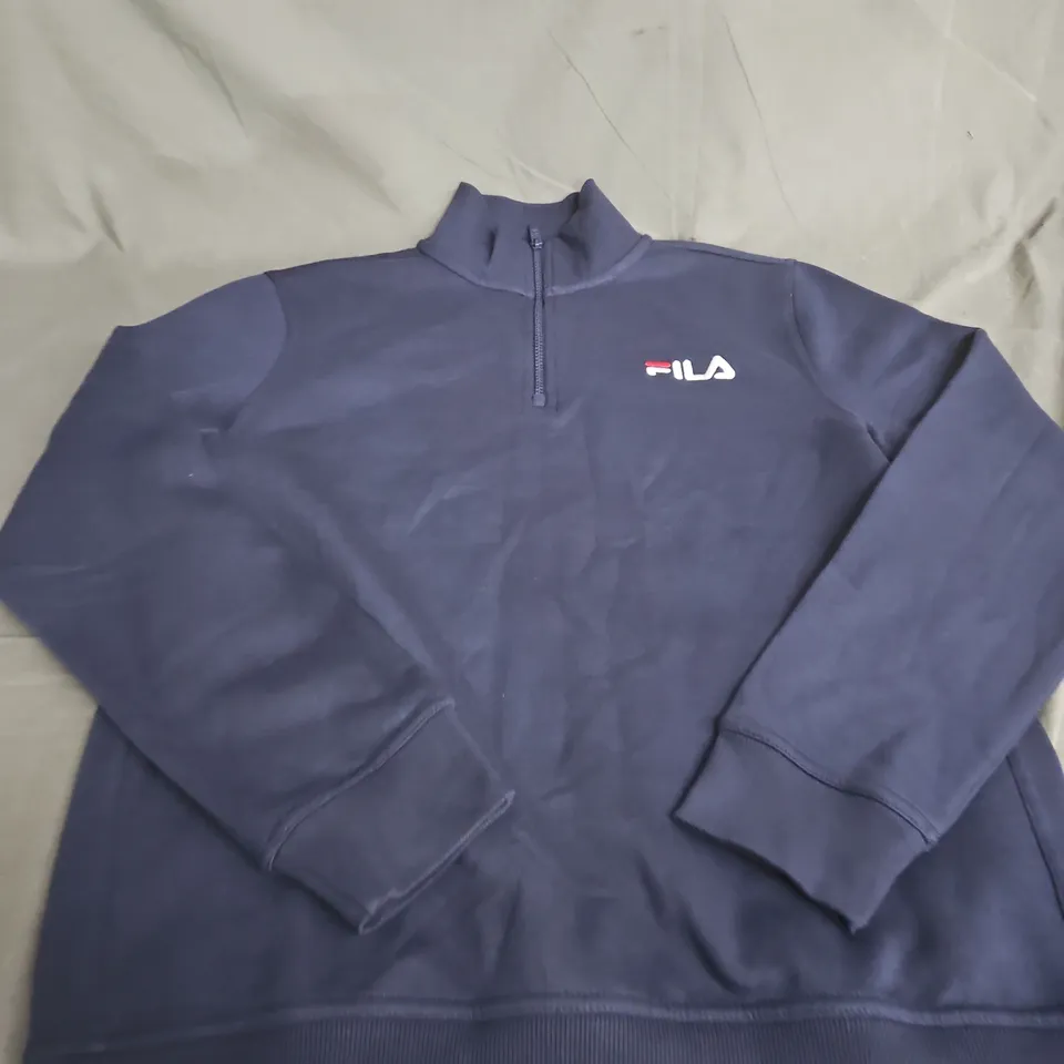 FILA NAVY QUARTER-ZIP FLEECE SWEATSHIRT – MEN'S, UK SIZE M