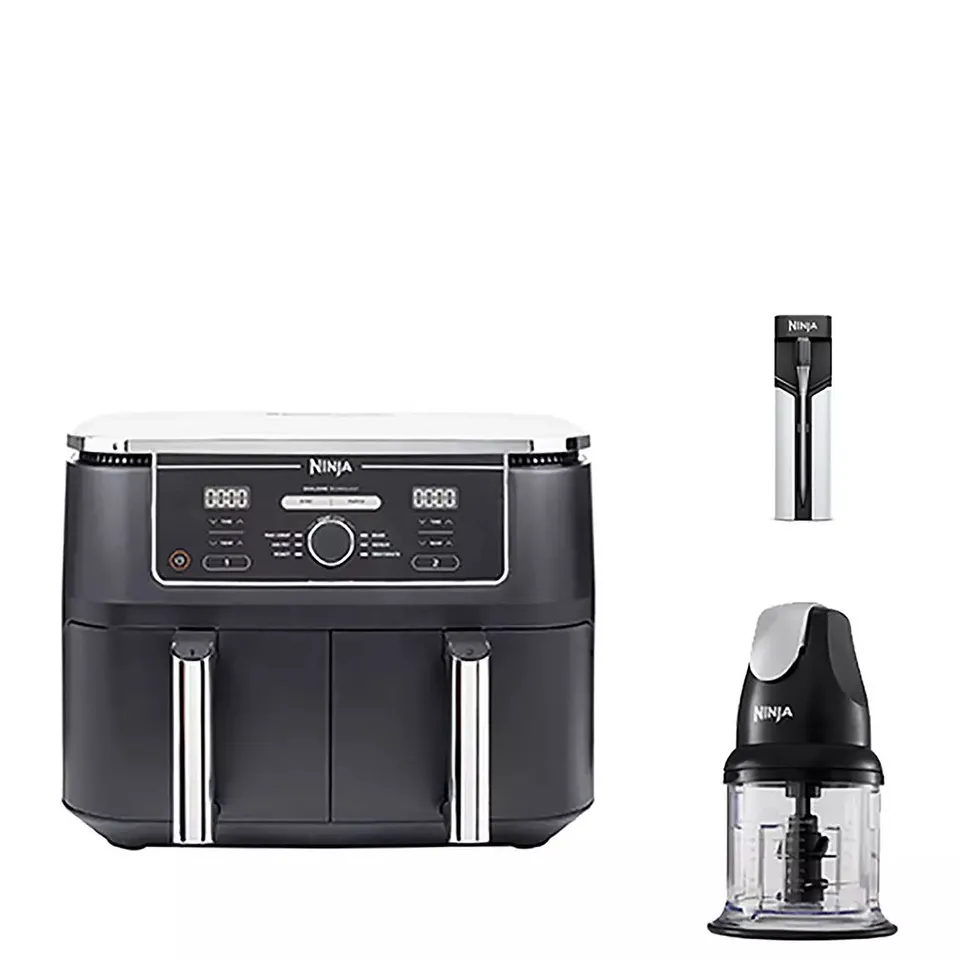 BOXED NINJA PREP & COOK BUNDLE // INCLUDES A NINJA FOODI MAX DUAL ZONE 9.5L AIR FRYER, NINJA PROCHEF WIRELESS MEAT THERMOMETER, AND NINJA PROFESSIONAL STACKABLE CHOPPER. RRP £357