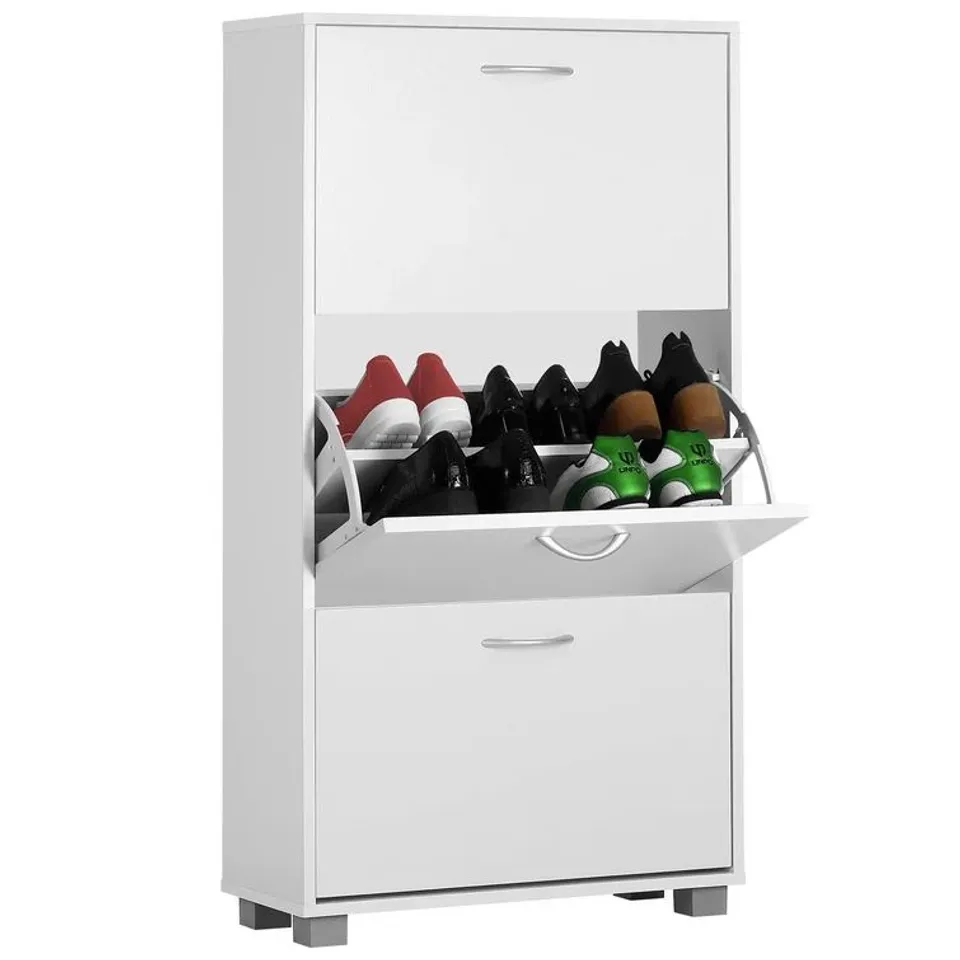 BOXED MODERN 15 PAIR SHOE STORAGE CABINET 