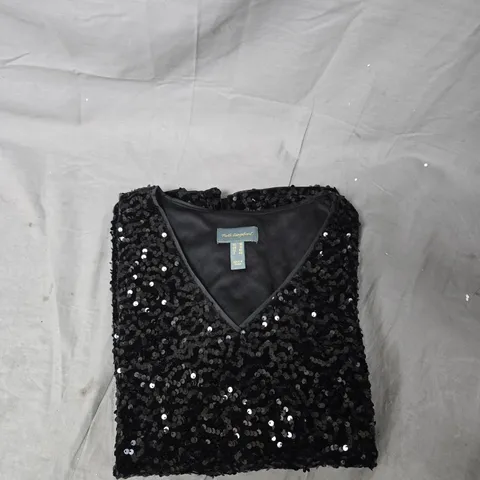 RUTH LANGSFORD SEQUIN TOP – UK 14 (US 10), BLACK