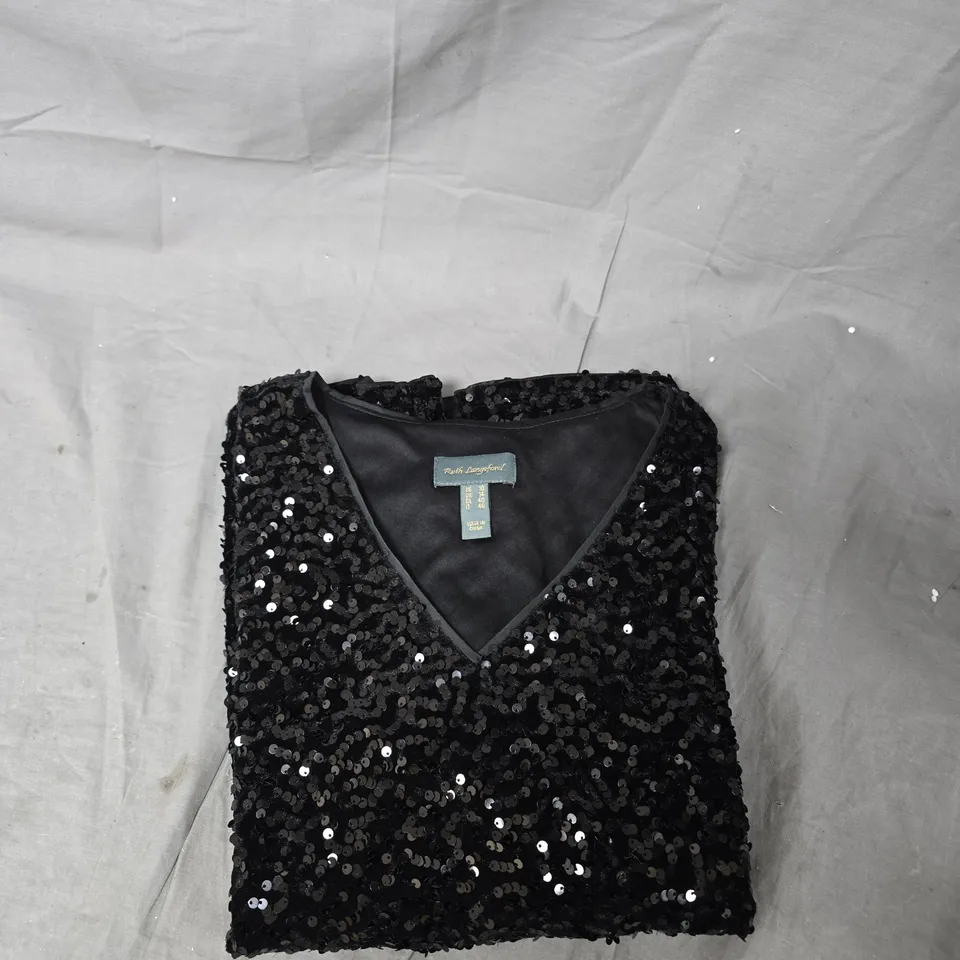RUTH LANGSFORD SEQUIN TOP – UK 14 (US 10), BLACK