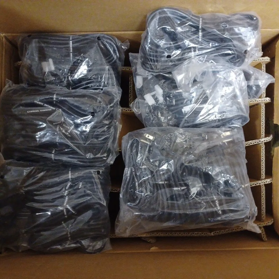 APPROXIMATRLY 20 SAMSUNG POWER CABLES WITH DIFFERENT PLUG HEAD FOR DIFFERENT COUNTRIES INCLUDING 5 CABLES FOR UK
