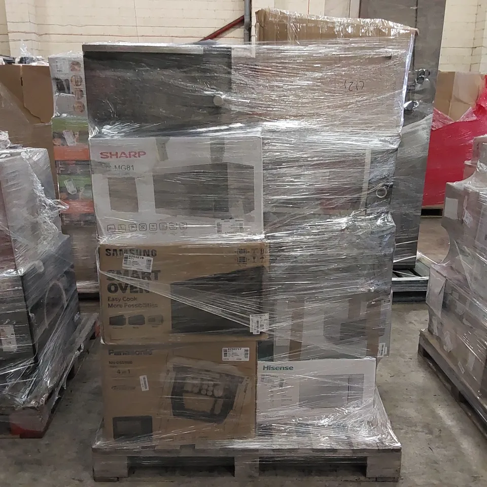 PALLET OF APPROXIMATELY 17 UNPROCESSED RAW RETURN MICROWAVE OVENS TO INCLUDE;