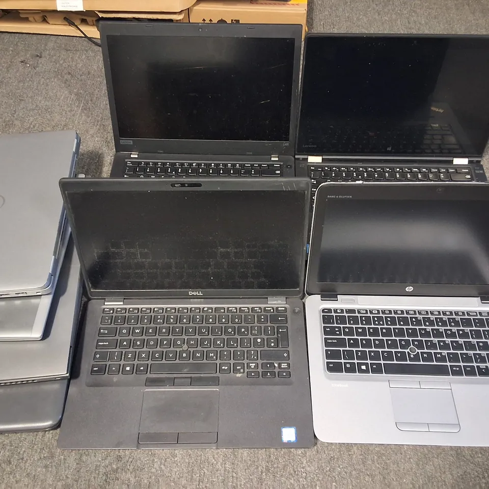 LOT OF 8 ASSORTED UNBOXED LAPTOPS TO INCLUDE THINKPAD, HP AND DELL INTEL I5'S