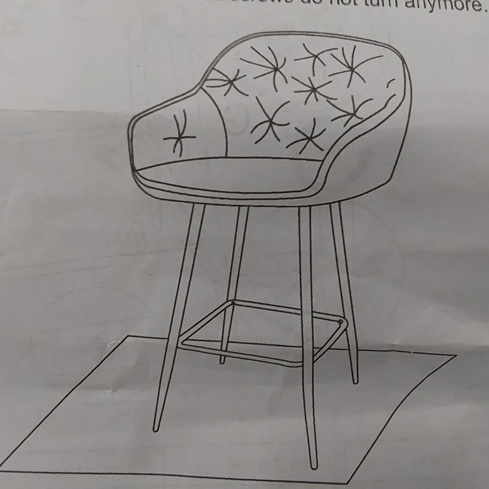 BOXED SET OF 2 DESIGNER BLUE VELVET BAR CHAIRS (1 BOX)