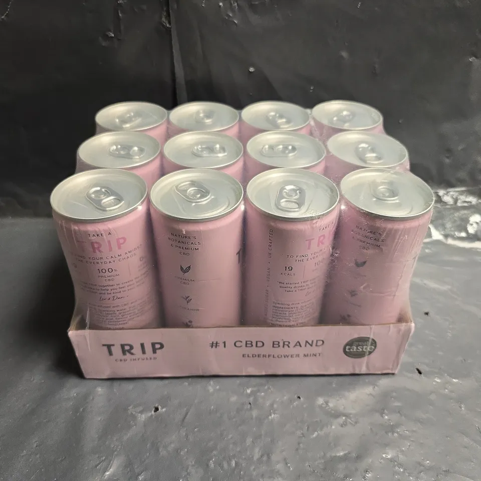 TRIP CBD-INFUSED ELDERFLOWER MINT BEVERAGE – 12 X CANS