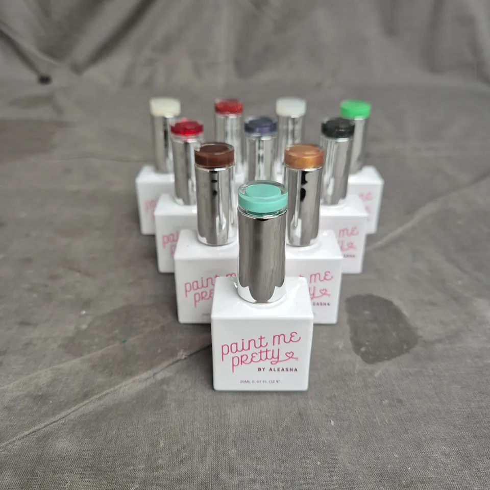 LOT OF 10 PAINT ME PRETTY BY ALEASHA GEL NAIL VARNISH - ASSORTED COLOURS - 20ML