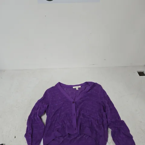 SEASALT CORNWALL ORGANIC COTTON CARDIGAN – PURPLE – UK 12