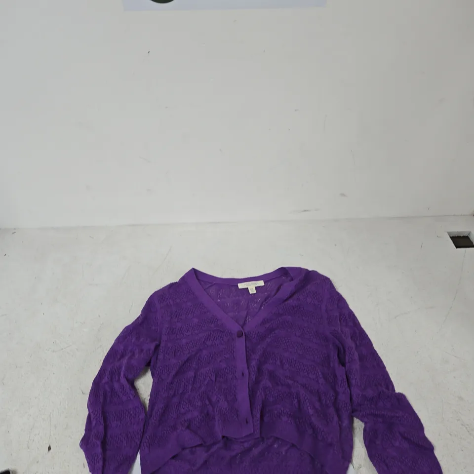 SEASALT CORNWALL ORGANIC COTTON CARDIGAN – PURPLE – UK 12